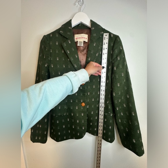 Anthropologie Madchen Wool Blend Forest Green Blazer Jacket Size Small - Picture 14 of 17